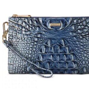 Brahmin Daisy Ombre Melbourne Embossed Leather Wristlet in Bellbottom Blue